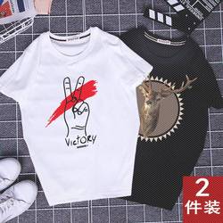 夏季新款ins超火的纯棉短袖T恤男士韩版学生装打底衫潮流半袖男装