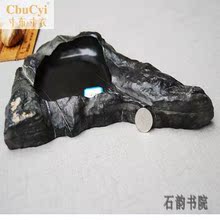天然灵璧石砚台原石自然随型带皮奇石砚可磨砚笔舔墨海天然原石砚