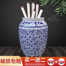 景德镇陶瓷大花瓶青花瓷书画桶画缸卷轴缸字画轴收纳书房落地摆件