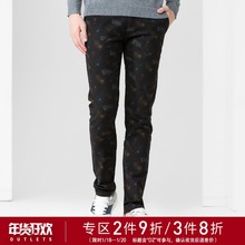 清仓特卖/与狼共舞休闲裤男羽毛印花修身时尚潮流长裤青年裤子DZ