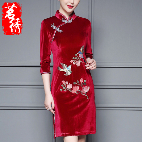 婚礼妈妈秋装中年女装中老年人连衣裙高贵喜婆婆唐装旗袍裙子女商品大图