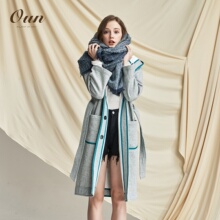 OUN2018新款女装冬季连帽宽松大衣韩版女棉风衣暖中长款时尚外套图片