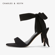 CK1 CHARLES&KEITH女鞋 凉鞋 60360965一字带绒面蝴蝶结绑带高跟鞋