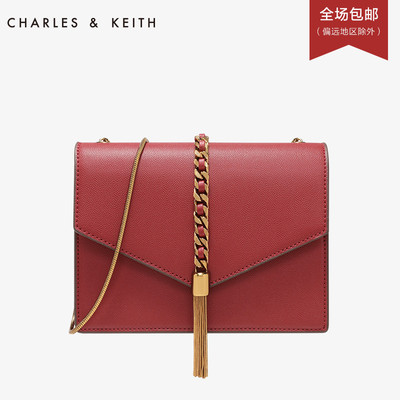 CHARLES&KEITH信封包CK2-20160030流苏装饰单肩链条小方包
