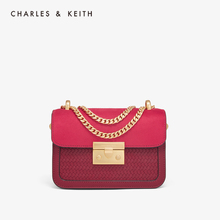 单肩包 CHARLES&KEITH 80700798 CK2 编织格纹饰女士链条小方包