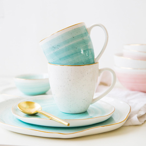 欧式创意金边情侣马克杯