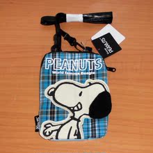 斜挎小包手機包休閒包女包 格紋 Snoopy史努比 日本Peanuts正品