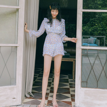 游泳衣 罩衫 分体三件套度假泡泡袖 OMOM泳衣女比基尼性感裙式ins风