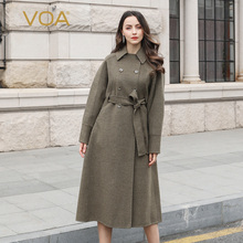 VOA新款双面羊毛大衣双排扣系带收腰立体连袖宽松遮肉显瘦SA8352图片