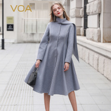 VOA稀有超细小山羊绒欧美风收腰围巾领双面羊绒大衣限量版S336图片
