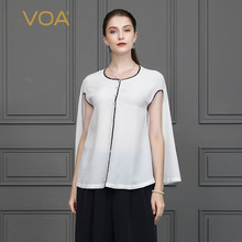 VOA真丝独特七夕送礼撞色包边宽松斗篷式披风仙女式上衣B630图片