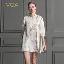 VOA2019新款真丝中长款立领五分袖轻薄丝绸桑蚕丝外套W0204图片