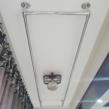 富佳曼阳台双杆晾衣杆304四方形不锈钢挂衣杆顶装 固定吊通晒衣架