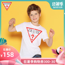 GUESS童装 男童夏装2019新款纯棉撞色经典倒三角LOGO儿童短袖T恤