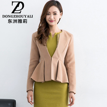 东洲雅莉2018春秋新款大码女装OL修身收腰韩版羊毛呢外套 短外套图片