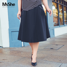 MsShe加大码女装2018新款夏装胖mm棉质中腰半身裙A字裙M1823024图片