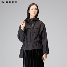 sdeer圣迪奥2018秋几何口袋前短后长摆短款外套S18181809图片