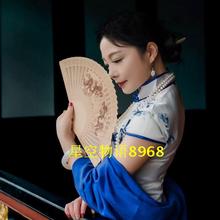 出国礼品 香扇子工艺跳舞扇 镂空雕花印花 香木扇小折扇6寸7寸盒装