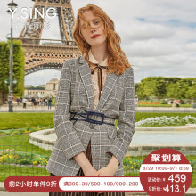 格纹西装外套女衣香丽影2018秋装新款港味复古休闲格子chic小西装图片