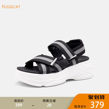 平跟魔术贴运动凉鞋 时尚 Kisscat接吻猫2019夏季新款