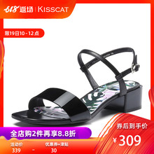 牛漆皮低跟凉鞋 CAT KA98320 接吻猫年夏季新款 KISS