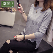 臻丽 大码女装胖妹妹冬装新款螺纹针织套头毛衣胖mm2018 遮肚子图片