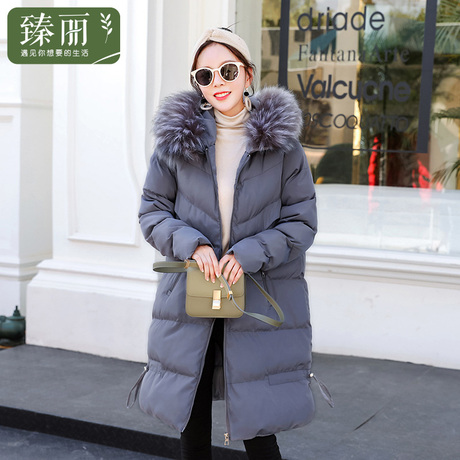 臻丽 2018新款冬季女装胖mm遮肚子棉衣中长款加厚棉服胖妹妹外套商品大图