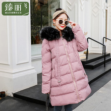 臻丽 新款大码女装胖妹妹冬装连帽棉服中长款棉衣外套遮肚子宽松图片