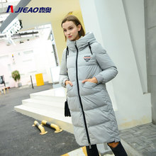杰奥2018新款羽绒服女时尚款 中长款修身简约后背个性图案7981368图片