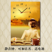 包邮 饰画钟 可镭赐级ㄗ 静音钟美容院养生按摩纹绣spa装 可加店名