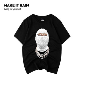 中国新说唱吴亦凡同款嘻哈潮牌短袖蒙面人涂鸦T恤宽松男女情侣款