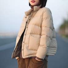 白鸭绒羽绒服初春薄款 外套女韩版 简约气质轻薄柔软立领短款 晓说