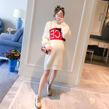 孕妇秋装 连衣裙中长款 外套水貂绒加厚打底衫 上衣孕妇毛衣女秋冬装