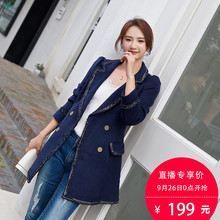 粉红大布娃娃中长款毛呢大衣冬装新款女优雅复古西装领修身呢外套图片
