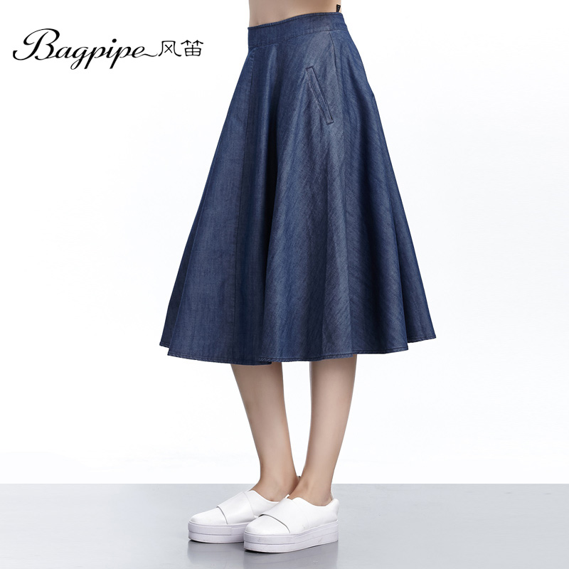 风笛2018新款夏季女裙半身裙收腰裙子中长款