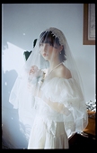 林阿俊2018新款vintage婚纱新娘泡泡袖礼服一字肩显瘦蕾丝连衣裙