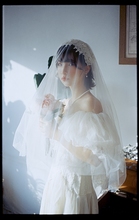 林阿俊2018新款vintage婚纱新娘泡泡袖礼服一字肩显瘦蕾丝连衣裙