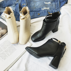 韩版百搭高跟短靴