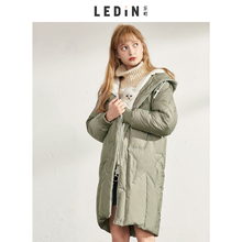 乐町韩版个性星星口袋羽绒服2018冬装新款女时尚中长款复古外套图片