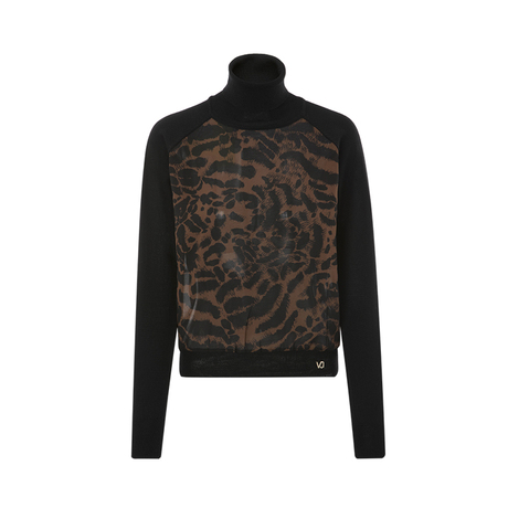 Versace Jeans拼接&涂鸦纯羊毛高领女士针织衫/毛衣商品大图