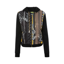 VERSACE JEANS混合材质印花图案装饰女士连帽外套图片