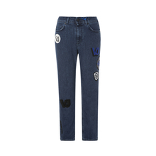 VERSACE JEANS混合材质刺绣VJ字母图案装饰女士牛仔裤图片