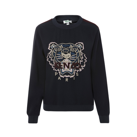 KENZO/高田贤三宽松多色虎头刺绣印花黑色长袖卫衣商品大图