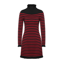 Red Valentino/华伦天奴 混合材质条纹编织图案女士高领连衣裙图片