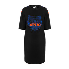 KENZO混合材质刺绣虎头图案女士短袖连衣裙图片