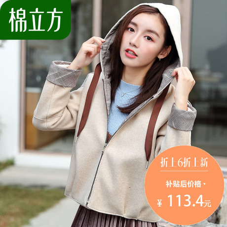 毛呢外套女2018冬季新款棉立方韩版学生小个子宽松冬天短款大衣商品大图