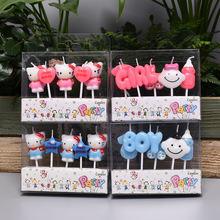 新款儿童卡通无烟生日蜡烛蛋糕装饰品创意可爱爱心HelloKitty包邮