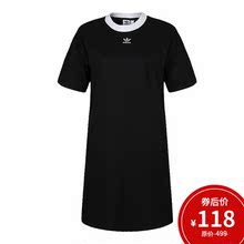 女子休闲短袖 圆领透气 中长款 T恤运动连衣裙DH3184夏 2019新款