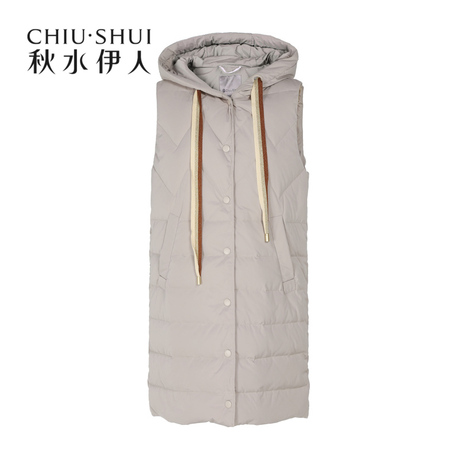 【商场同款】秋水伊人羽绒服2018冬装新款女装抽绳白鸭绒马甲女商品大图