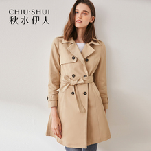 秋水伊人女风衣2018秋装新款中长款韩版chic休闲修身时尚显瘦外套图片